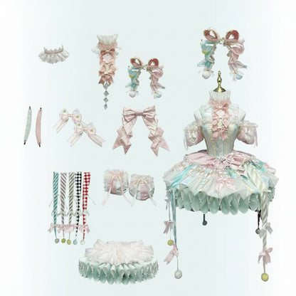 K.Q.F Circus Series Lolita Full Set – Top Hat KC Hair Clip Candy & Black-Red