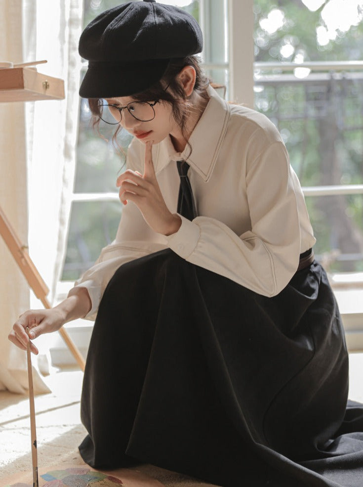 Hemd + Rock Ausgestellte Wolle Preppy