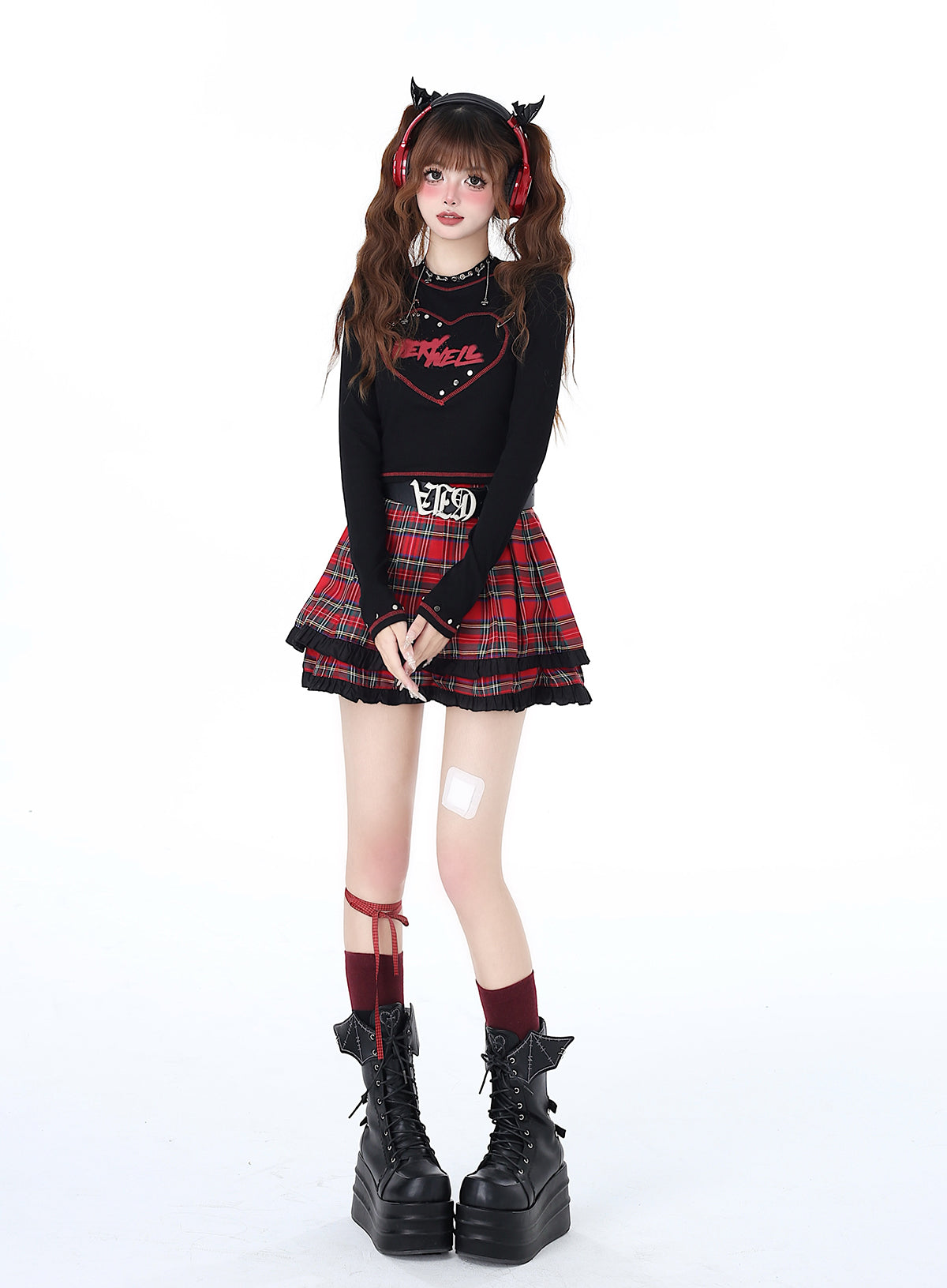 Hot Pin Fit Top Love Slim Print Mädchen Retro