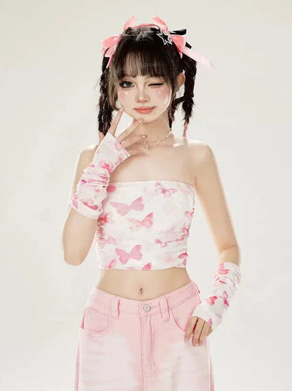 Schmetterling + Oberarmabdeckung Schlauchdruck Ärmel Mesh