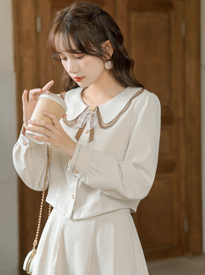 シャツ フレアスカート ショート丈 レトロ ガーリー