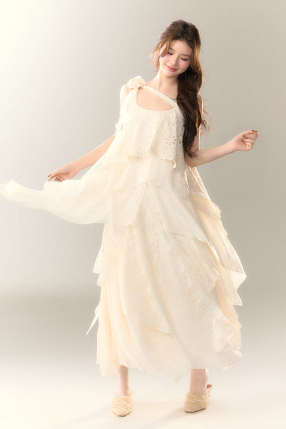 ロゼル イレギュラー ドレス ロング マルチレイヤー ヘビースカート