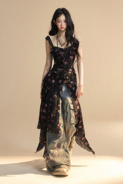 シフォントップ アシンメトリー ワイルドフラワー リザーブス キャミソール