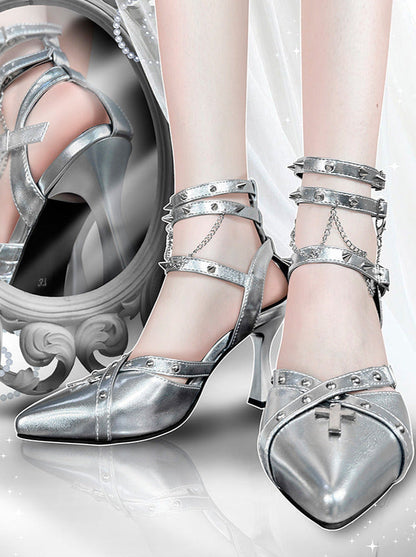 Punk High Toe Heels Gothic Pointed