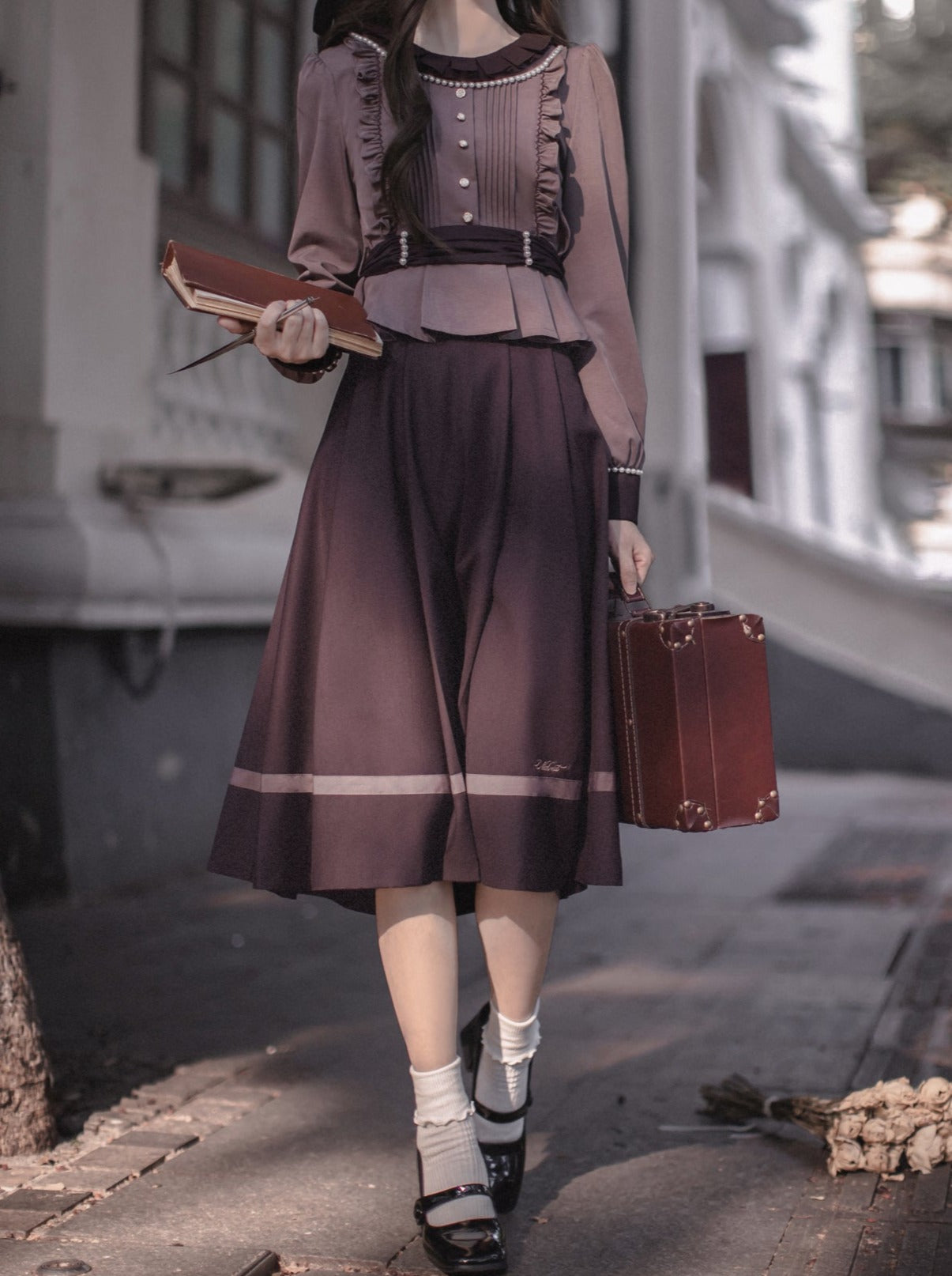 Schleife Lila Lila Top Retro + Rock Groß Elegant + Rauchig Ausgestellt