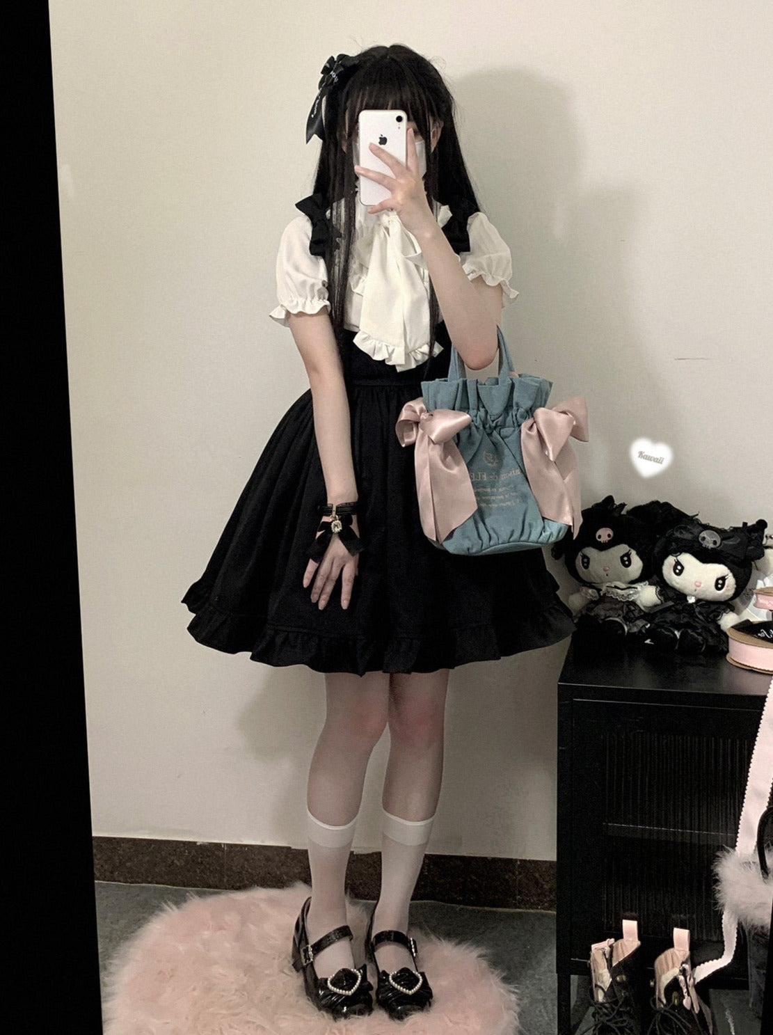 Shoulder Ribbon Lace Black Strap Dress