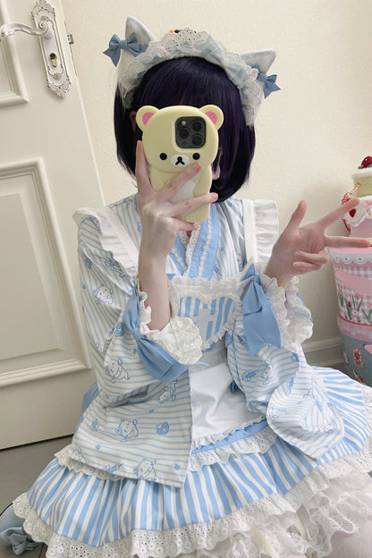 ロリータメイドの日本の医療ストライプ