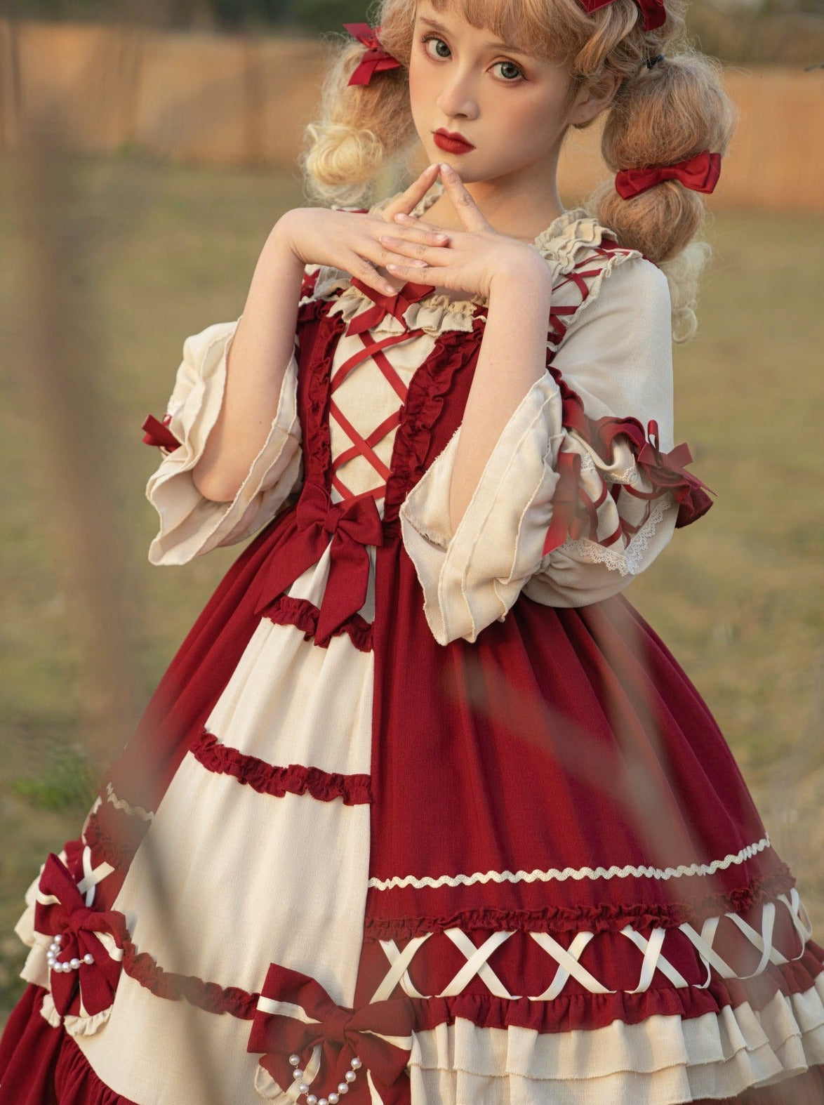 Kleid Lolita Schnürung Schnürung + Haarband Prinzessin