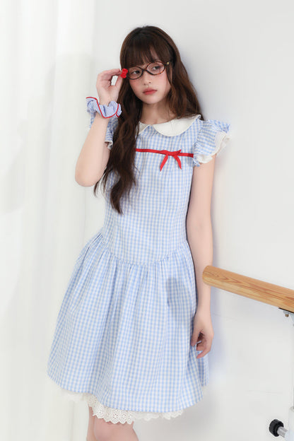 kleid kariert süß band