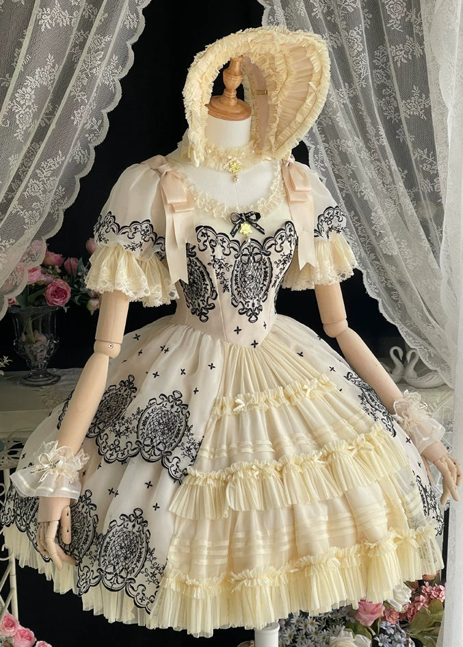 Beige Short OP Dress from Unideer's Butterfly Orchid Note collection