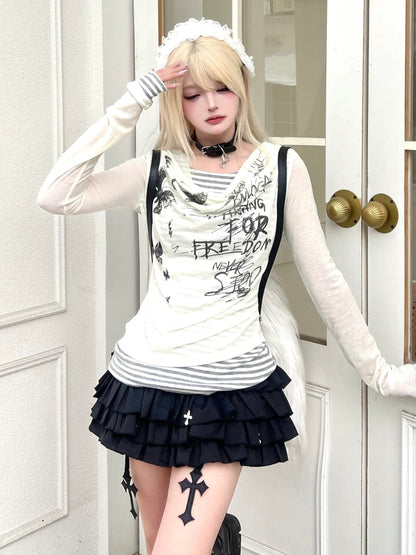 Slim Top Fit Print Butterfly