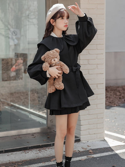 Preppy Coat Cape French Trench Style