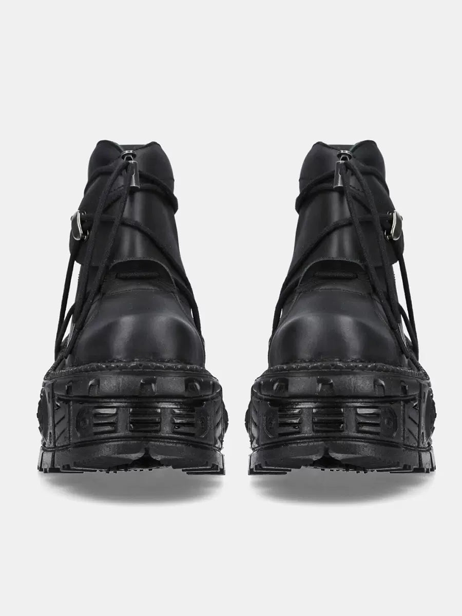 ショートプラットフォームダークメタルパンクブーツレースアップ