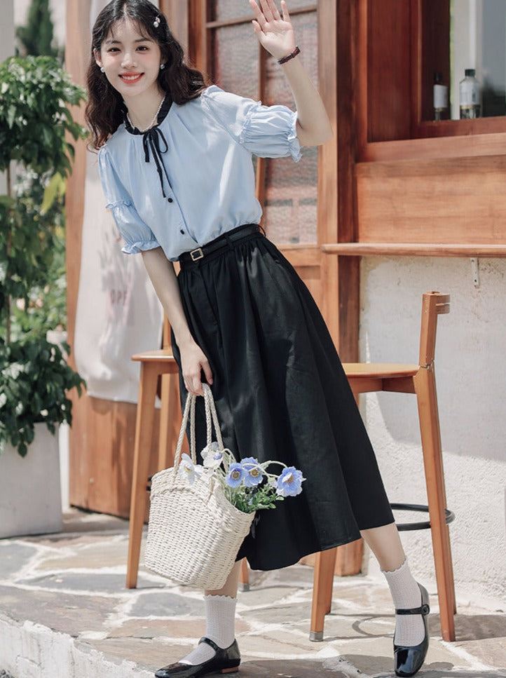 Lce Flared Long + Rock Shirt Retro Sommer Blau