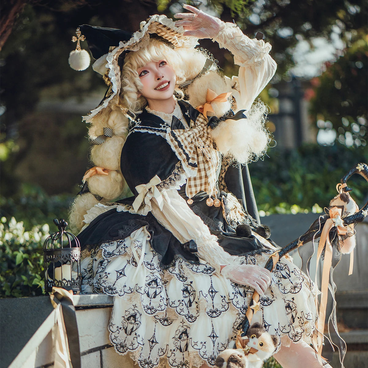 Ginger yellow Cat Witch Lolita JSK coordinate
