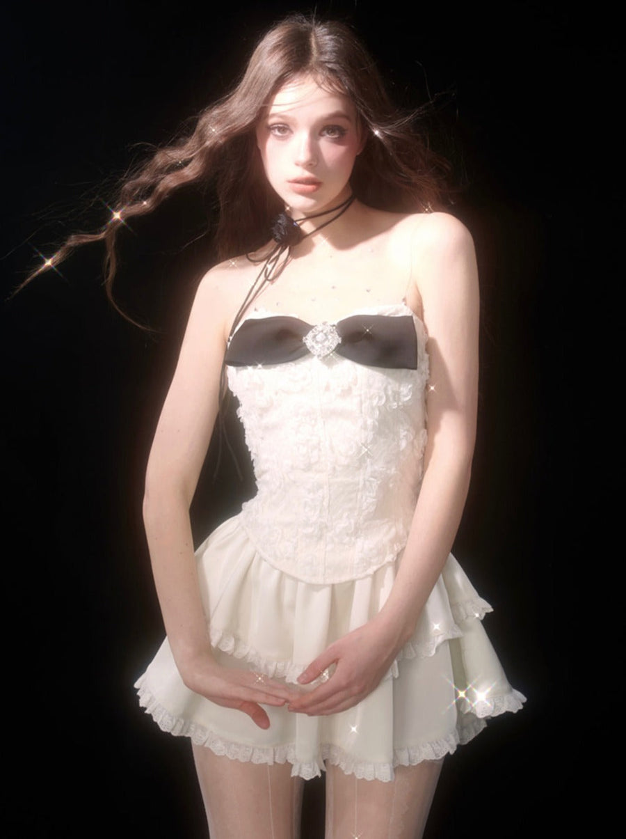 Robe française tube top abricot