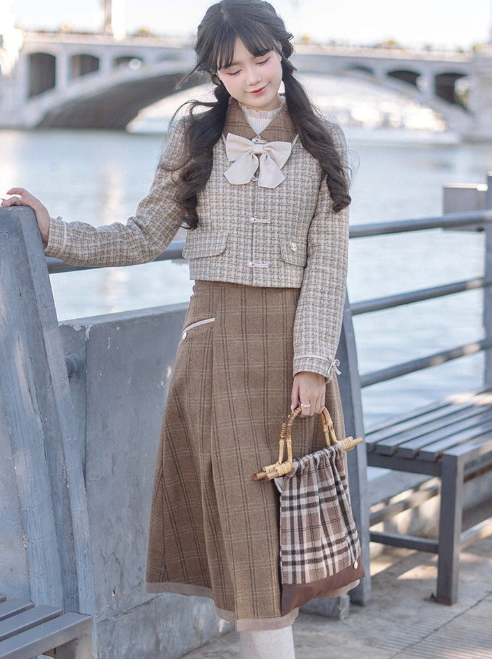 Retro Check + Blouse Flared Jacket + Girl Skirt