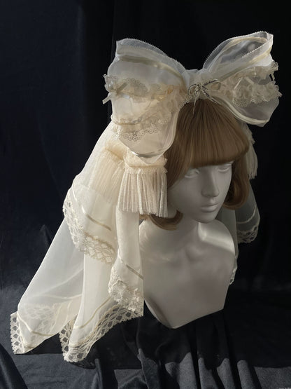 Beige Headband + Detachable Veil from Unideer's Butterfly Orchid Note collection