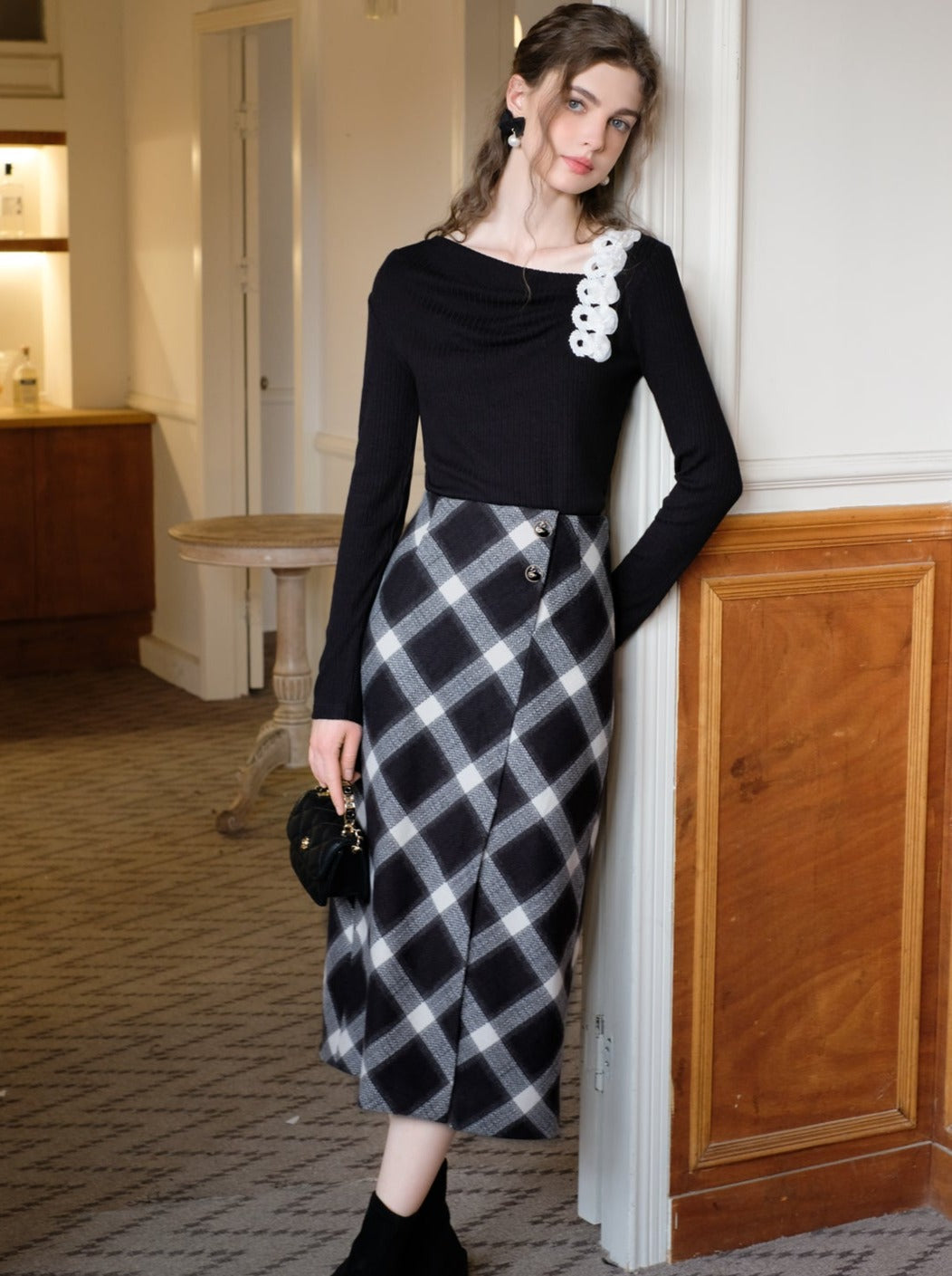 Schlitz Argyle Retro Rock Französisch Lang