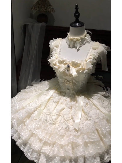 Camellia Dream Lolita Evening Cake Puff Dress
