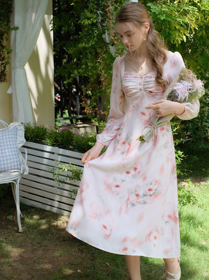 ドレス 花柄 レトロ エレガント