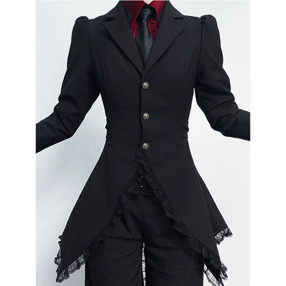 Gothic Prince Lace Splice Tailcoat Jacket