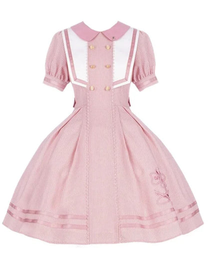 Sommerkleid Kula Sommer Streifenkleid Navy + Elegant