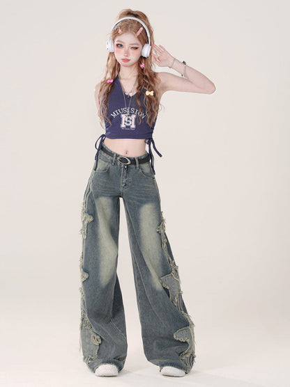 Neck Piece Clear Halter Suspender Two Top Blue