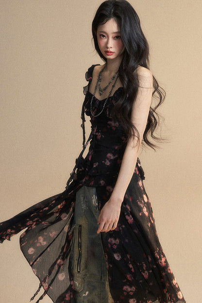 シフォントップ アシンメトリー ワイルドフラワー リザーブス キャミソール