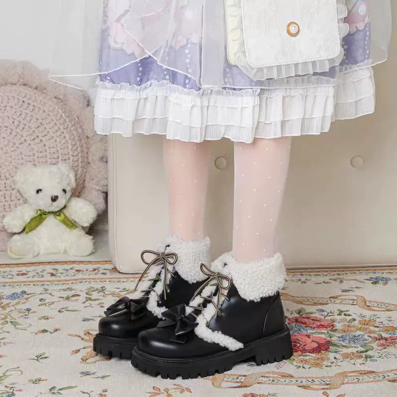 34-43 Lolita Brown British Martin Plush Boots