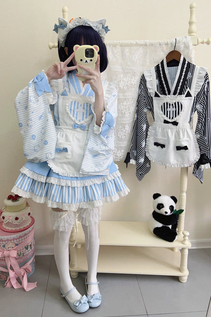 メイドロリータ日本の医療ストライプ