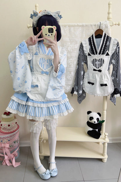 メイドロリータ日本の医療ストライプ