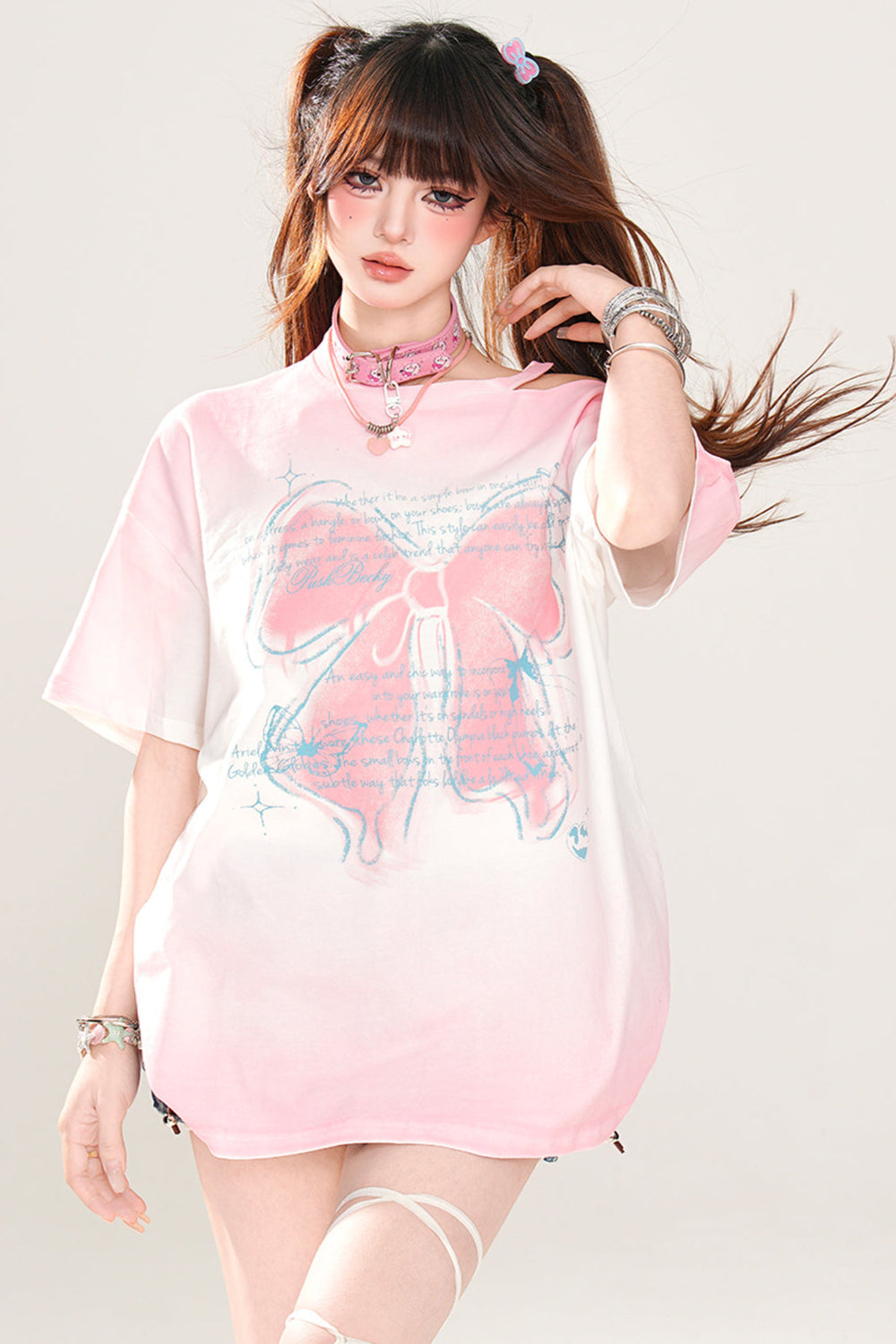 リボンTシャツ メロディー ストラップレス