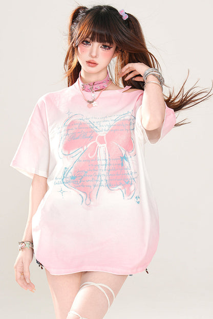 リボンTシャツ メロディー ストラップレス