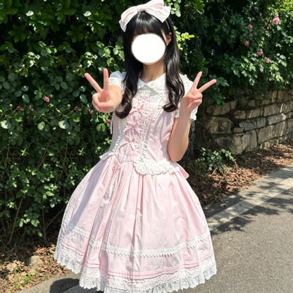 Sweet Pink Lace Lolita Cake Skirt Princess Dress