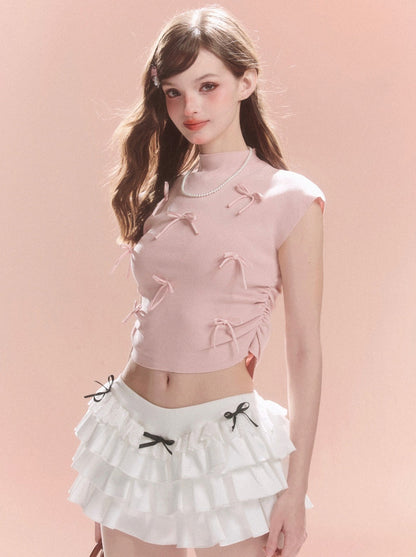 Kurzer Kragen Süßes Band Top Little