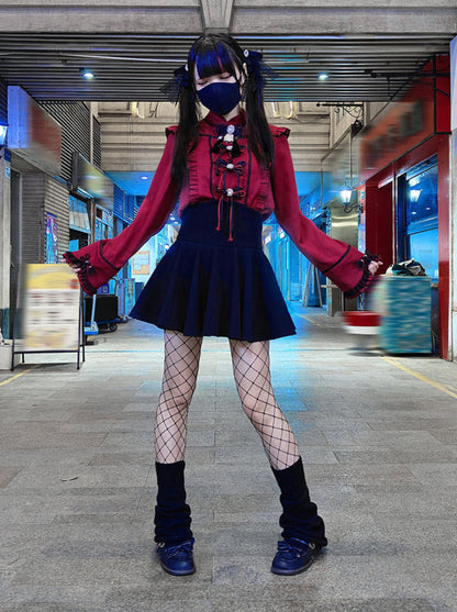 レースバックルフリルシャツ チャイナスリーブベル