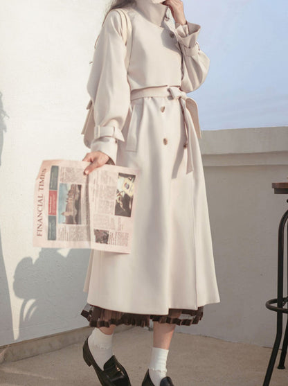 Hoher Mantel Britischer Retro-End-Trenchcoat-Stil Cape
