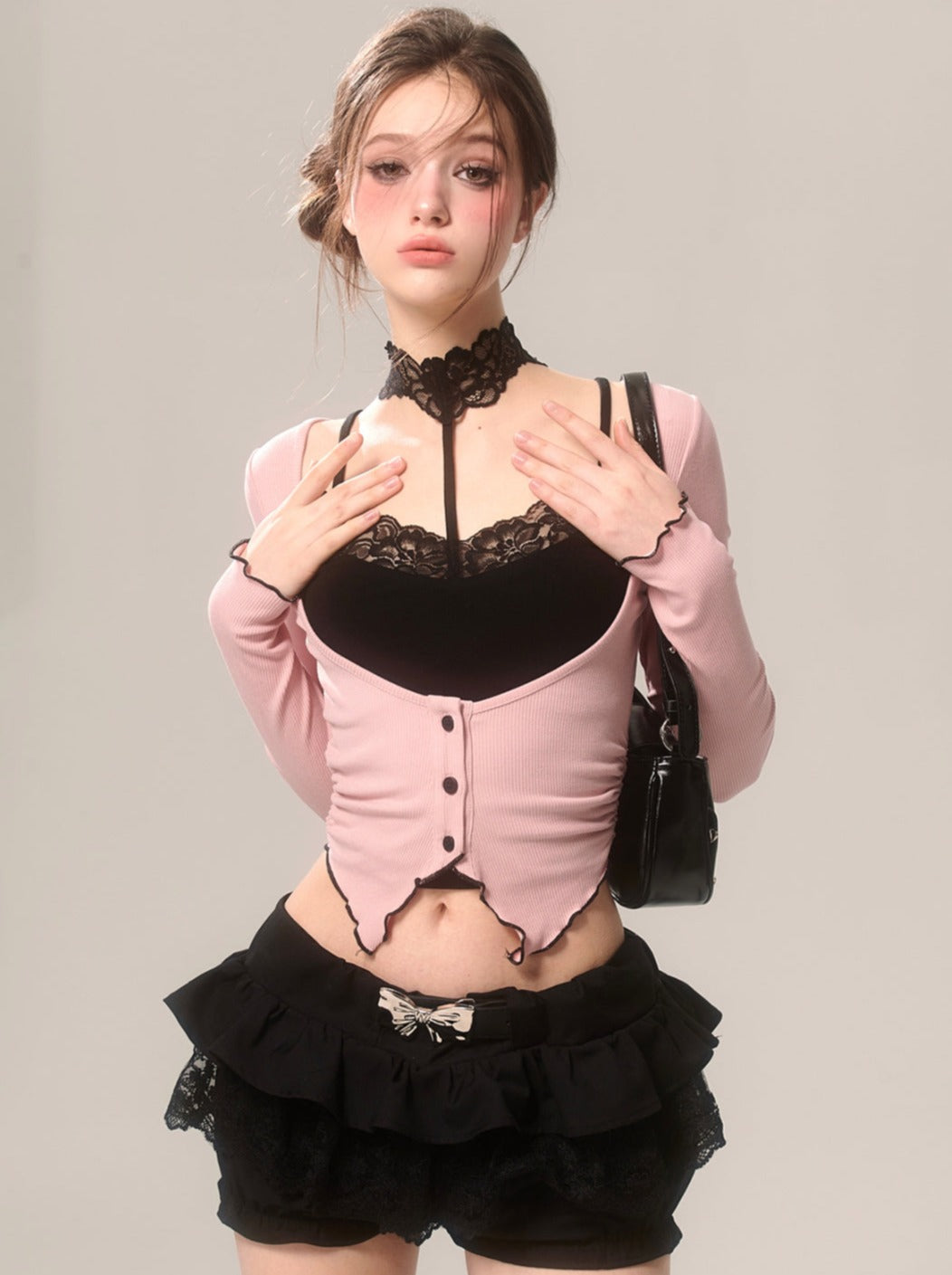 カーディガン ロマンティック オープンネック