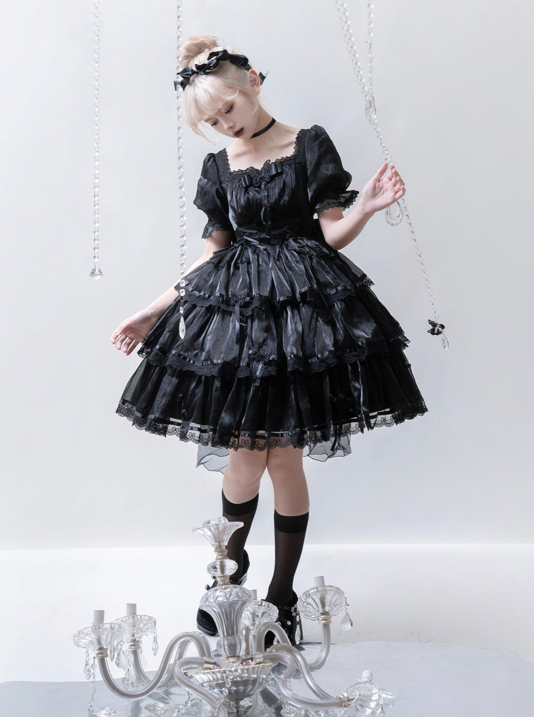 ロリータ+フラワードレス ホルターネック ウェディングドレス ライトサスペンダー