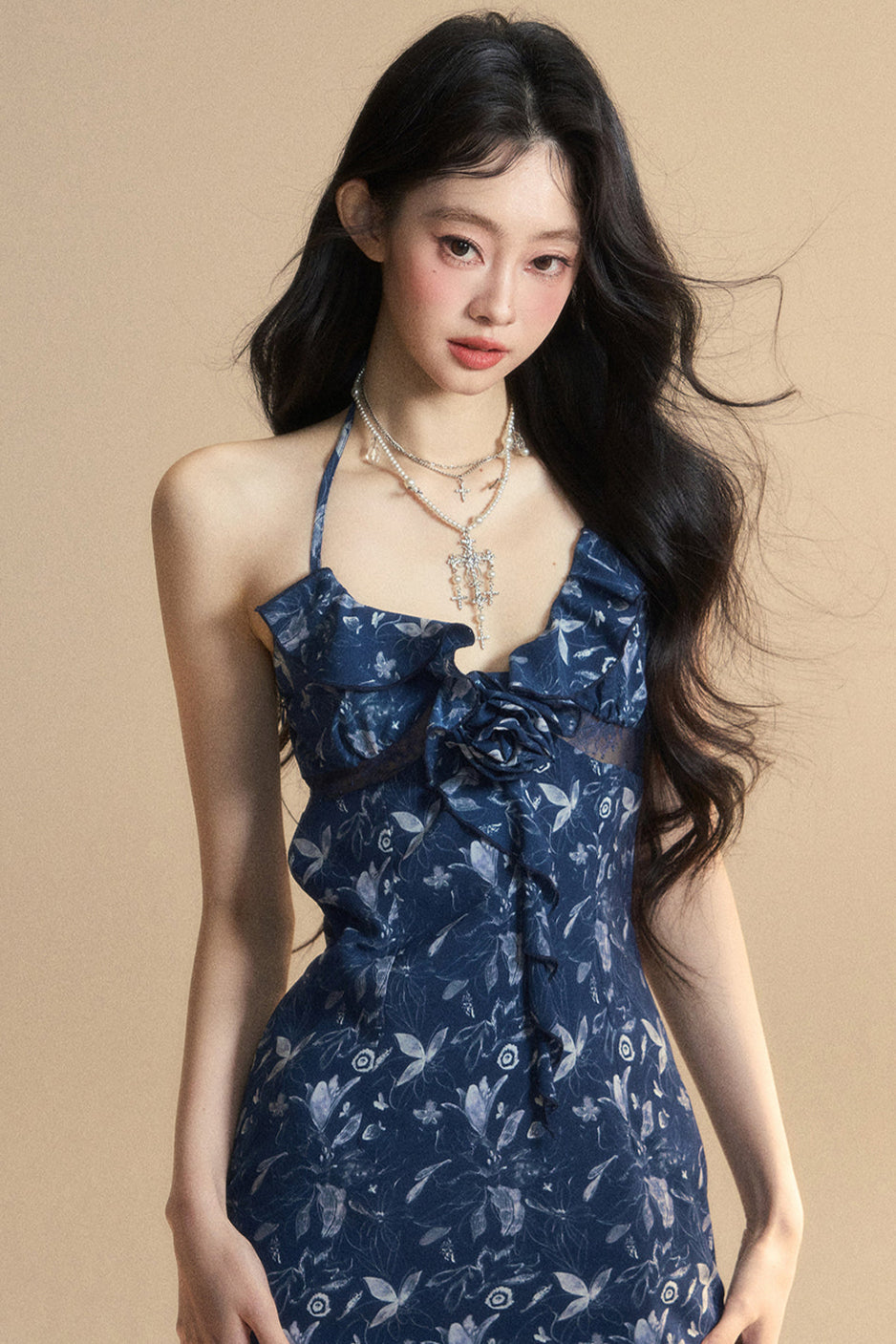 One-Shoulder Minikleid Floral