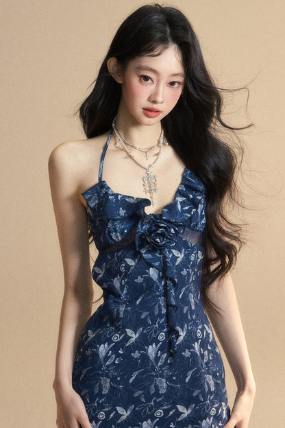 One-Shoulder Minikleid Floral