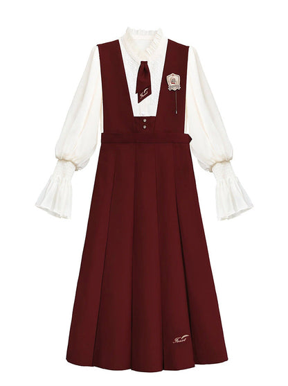 College Spitze Rot Retro Rot Abzeichen Chiffon Elegantes Hemd Krawatte Emblem Sommerkleid