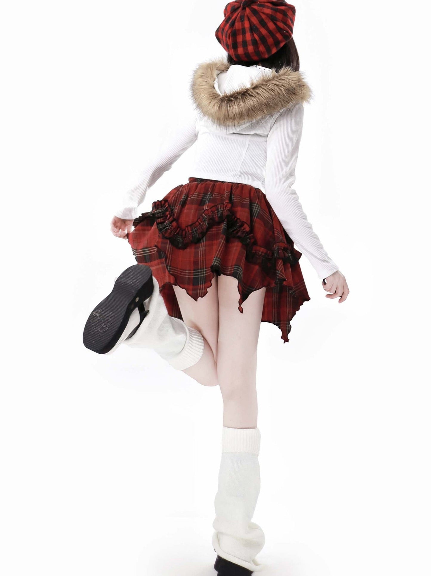 Lace Hoodie Black Stout Double Knit + Cherry Zip