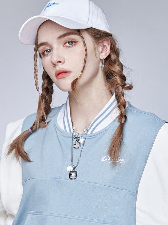 Sportliche Weste Strick Blau-Weiß