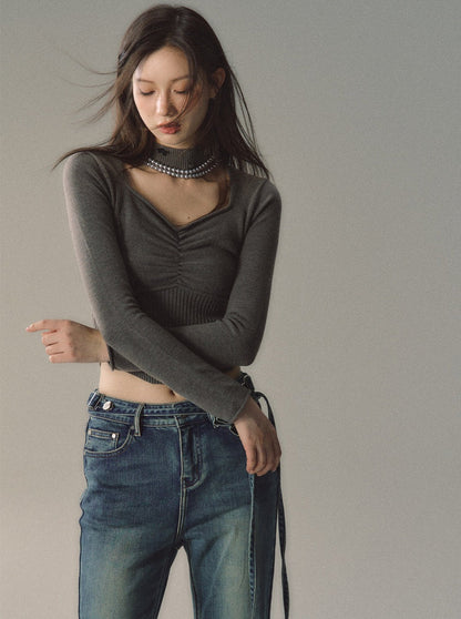 Neckholder-Top mit schmaler Taille und quadratischem Ausschnitt