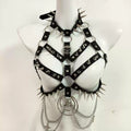 Punk Gothic Rivet Leather Chain Chest Strap Leather Corset