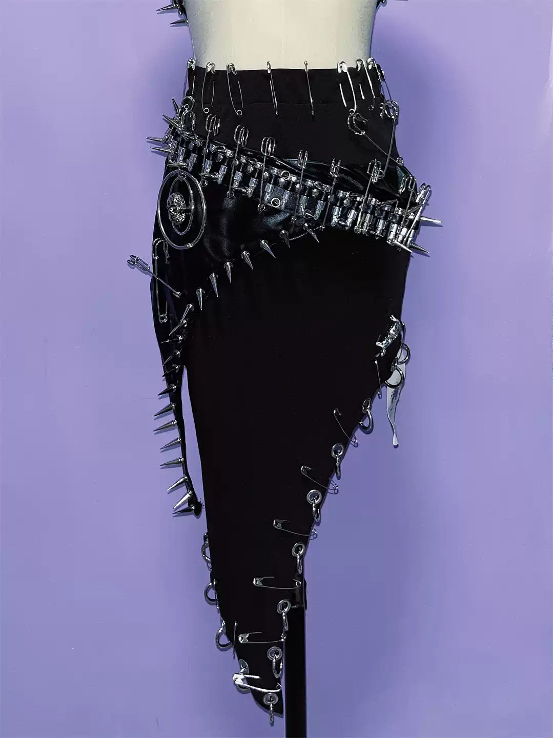 Goth Rivet Dark Irregular Short Skirt