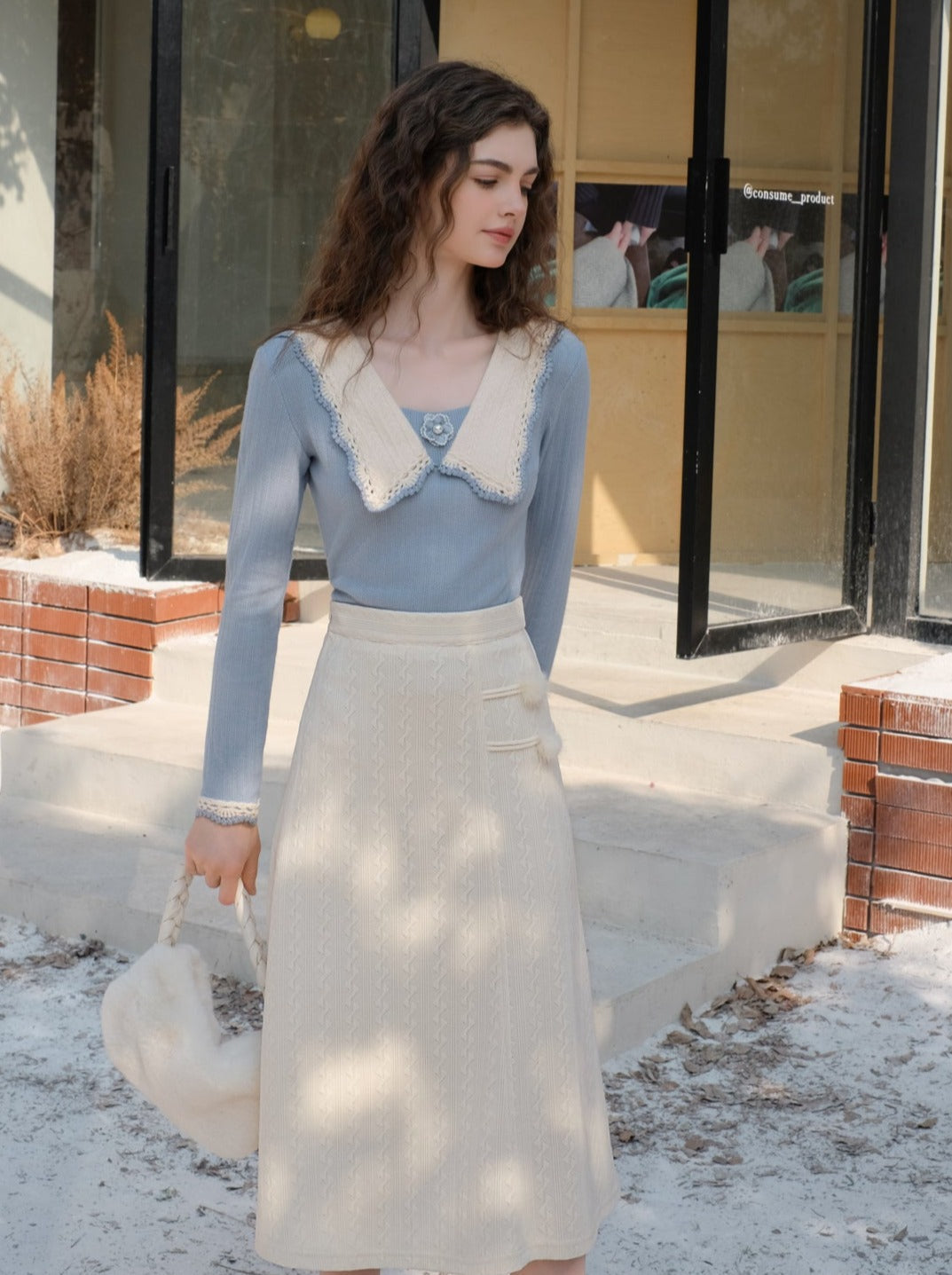 Clear Sky French Retro Blue Top