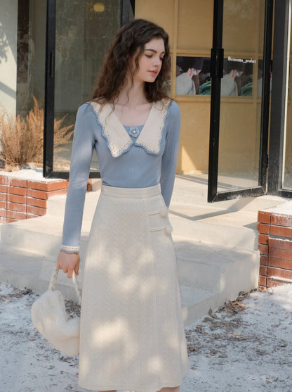 Clear Sky French Retro Blue Top